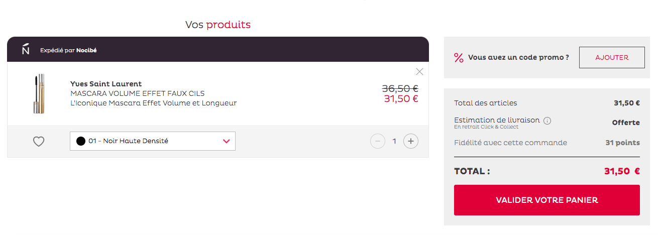 Champ code promo Nocibé