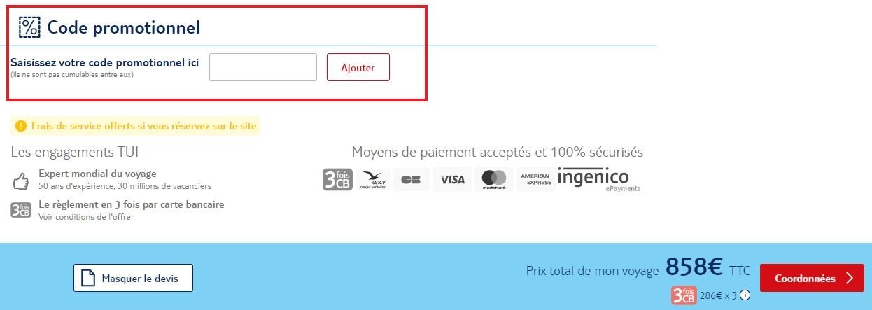 Champ Codes Promo TUI