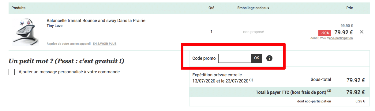 Champ code promo Berceau Magique