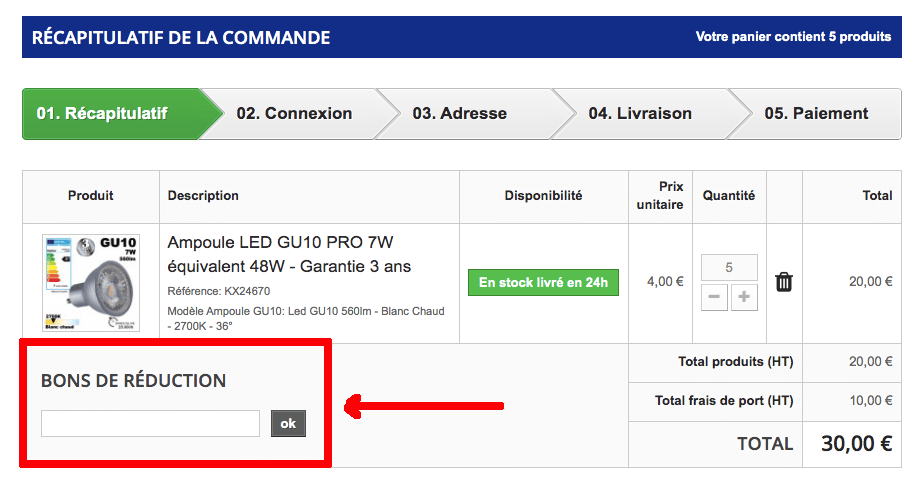 Champ code promo L&apos;électricien