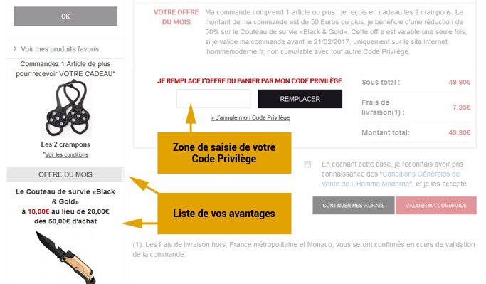 Champ Code Promo L&apos;Homme Moderne