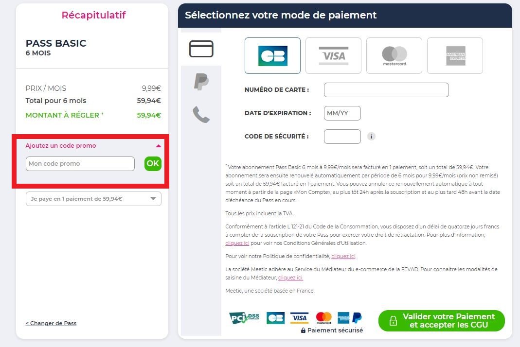 Champ code promo Meetic