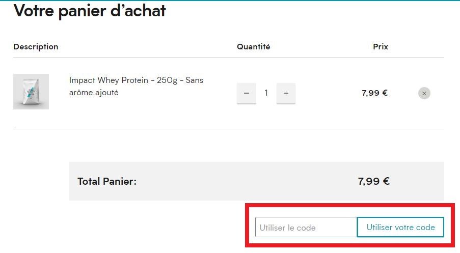 Champ code promo Myprotein