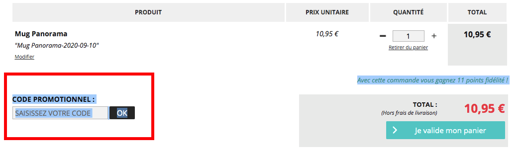 Champ code promo Photoweb