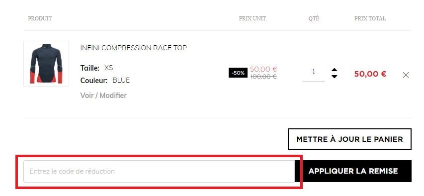 Emplacement pour codes promo Rossignol