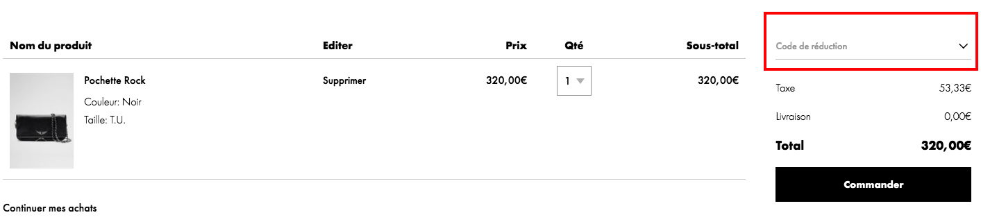 Champ code promo Zadig&Voltaire
