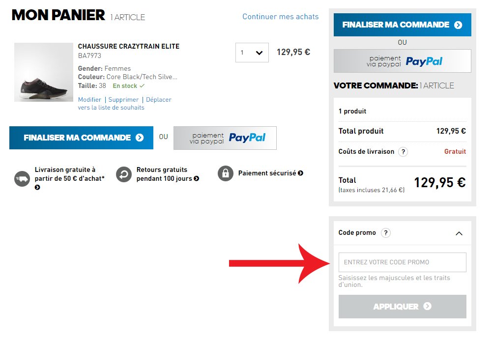 adidas livraison gratuite code