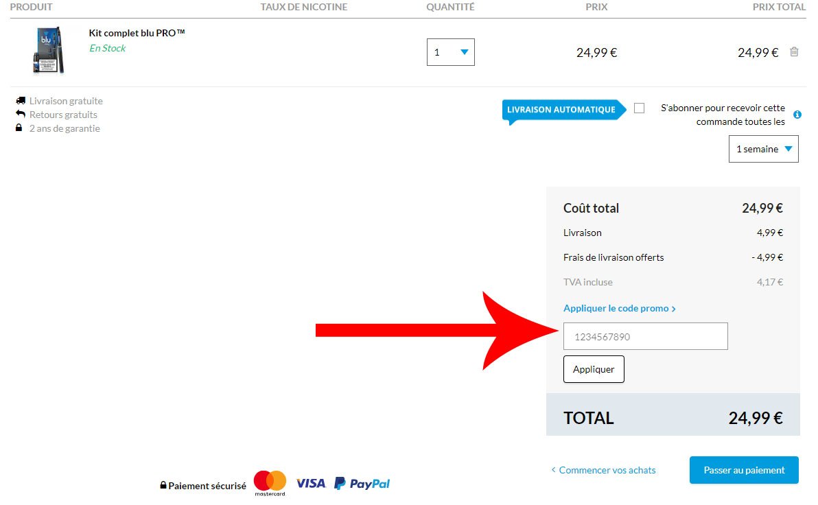 Utiliser un code promo Blu