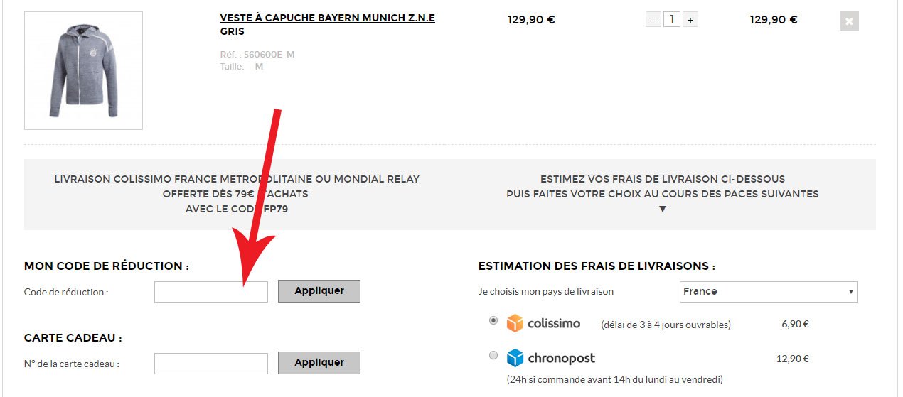 Utiliser un code promo Footcenter
