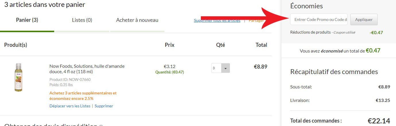 Utiliser des codes promo iHerb