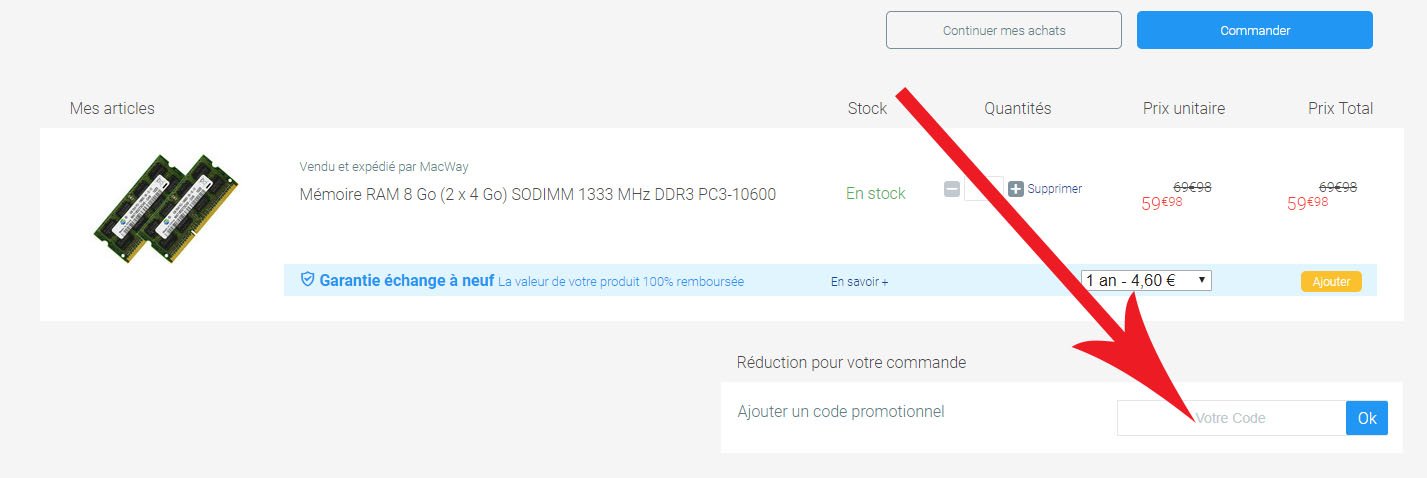 Utiliser un code promo Macway