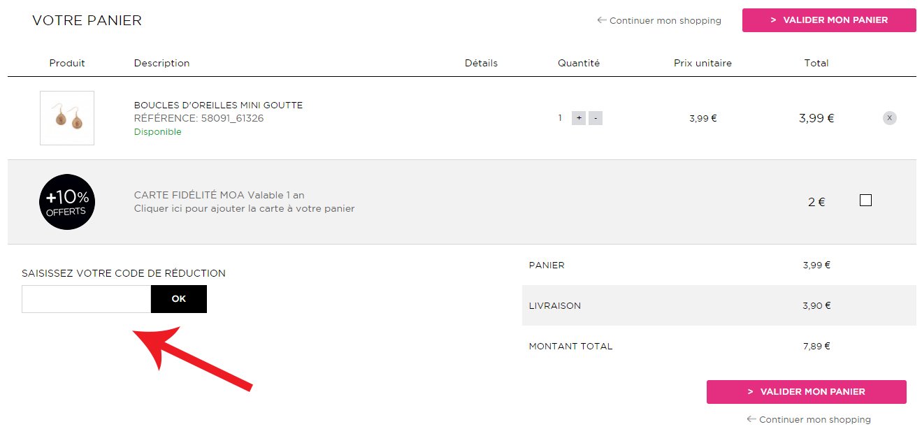Utiliser un code promo MOA