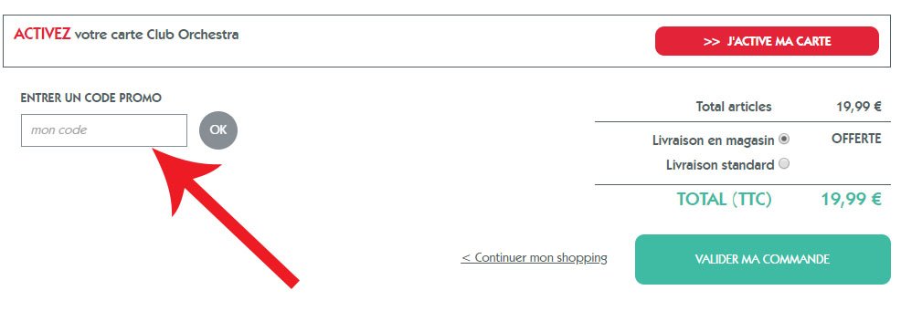 Utiliser un code promo Orchestra
