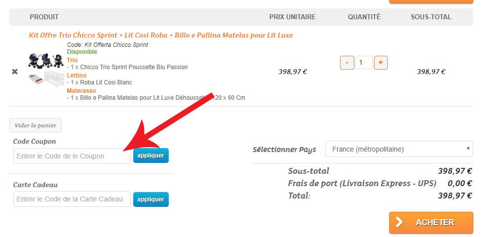 Utiliser un code promo Bébé Top