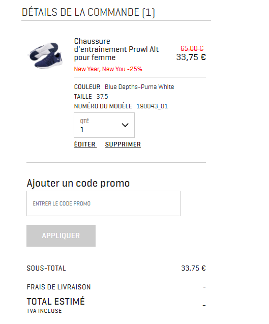 code promo puma frais de port gratuit