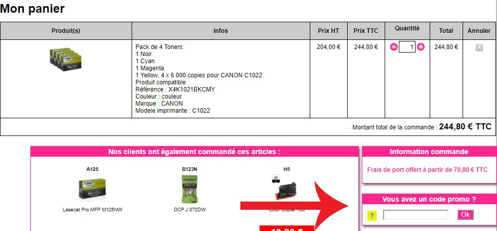 Utiliser un code promo Toner Services